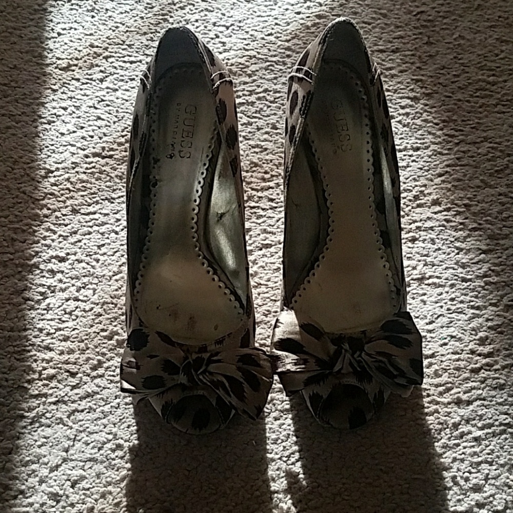 Beige and brown wedges